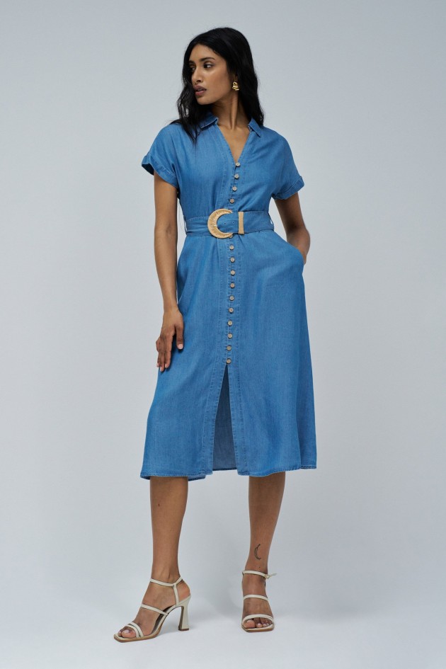 VESTIDO MIDI EN LIGHTDENIM