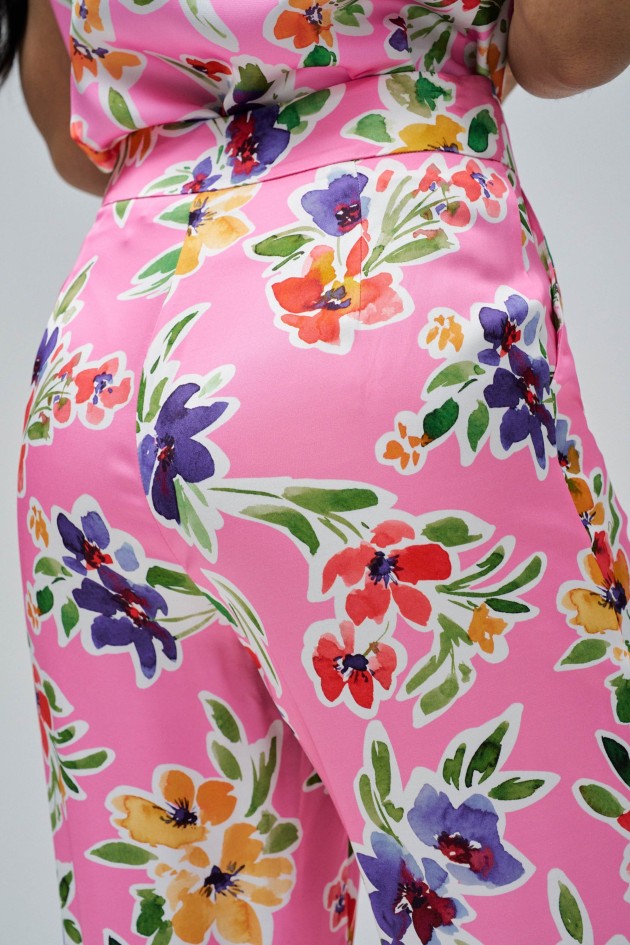 PANTALON DROIT EN TISSU FLORAL