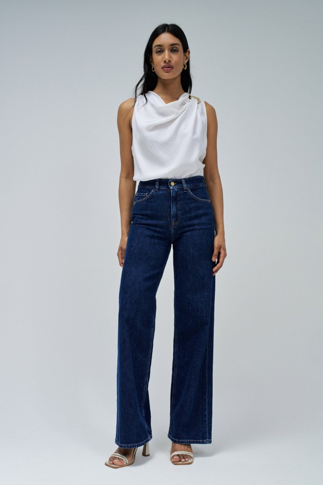 DRAPED TOP WITH METALLIC DETAIL