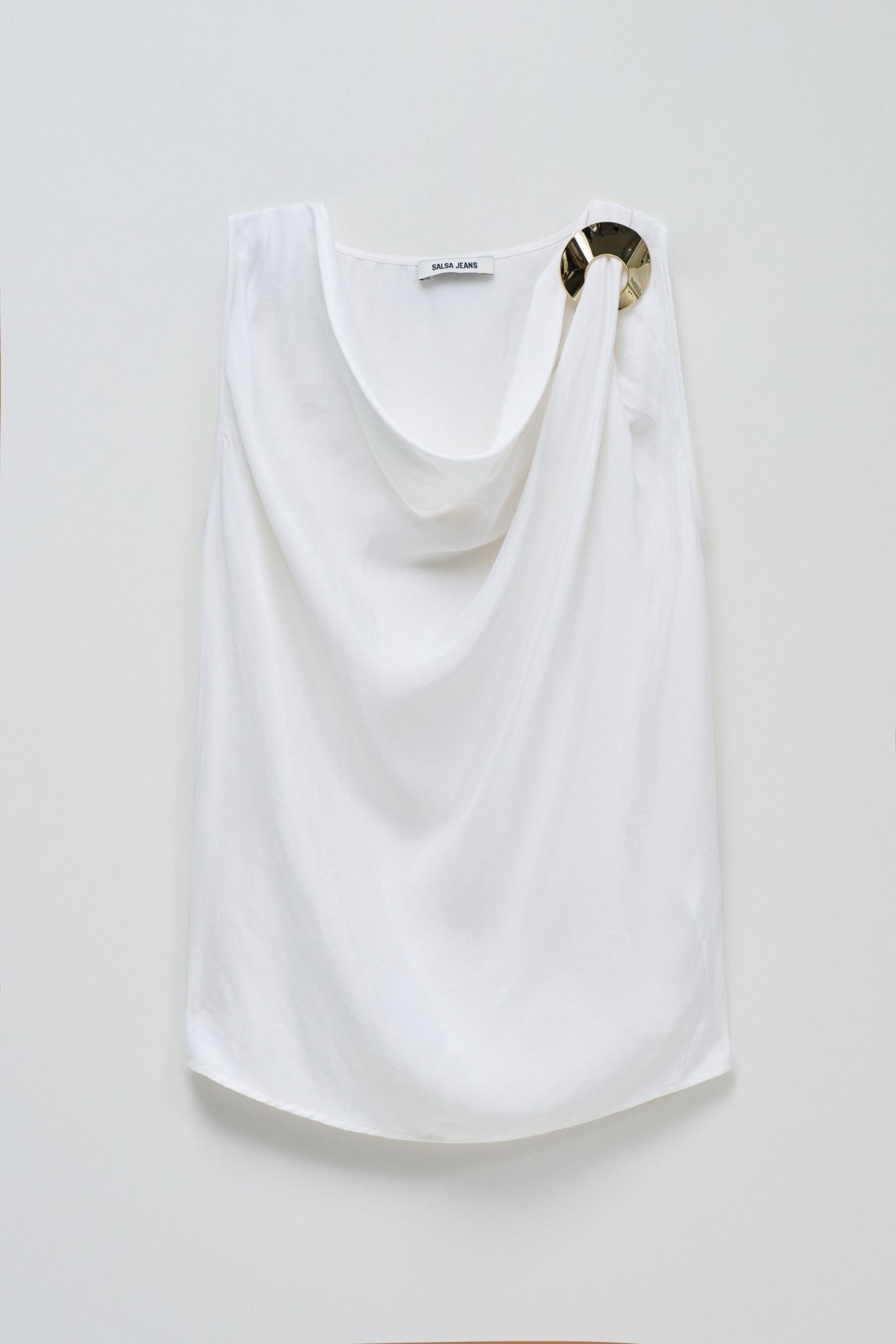 DRAPED TOP WITH METALLIC DETAIL