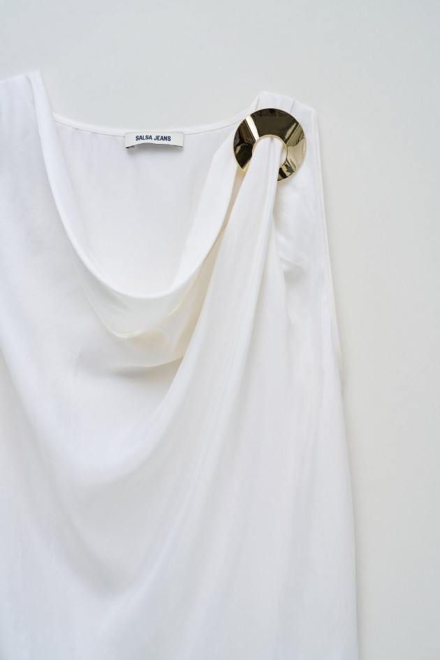 DRAPED TOP WITH METALLIC DETAIL
