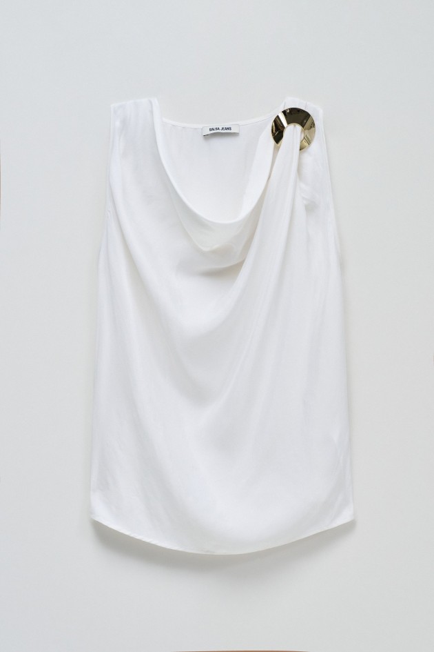 DRAPED TOP WITH METALLIC DETAIL