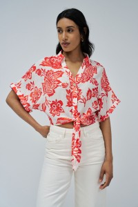 SHIRT WITH BOW AT THE HEM