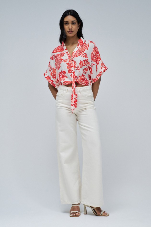 BLUSE MIT SCHLEIFE AM SAUM