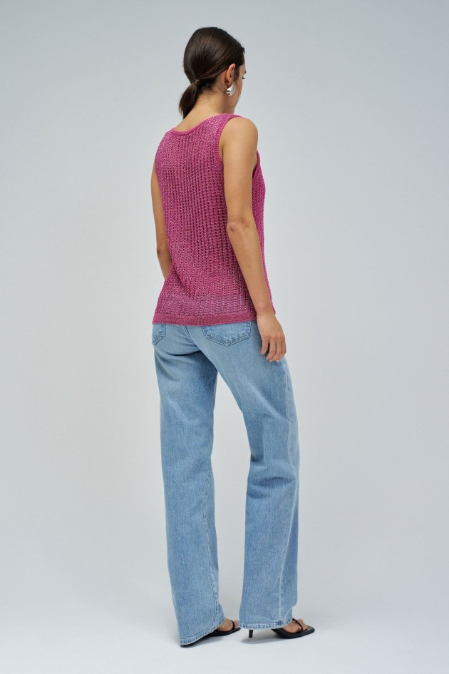 TOP IN GLÄNZENDEM NETZSTOFF