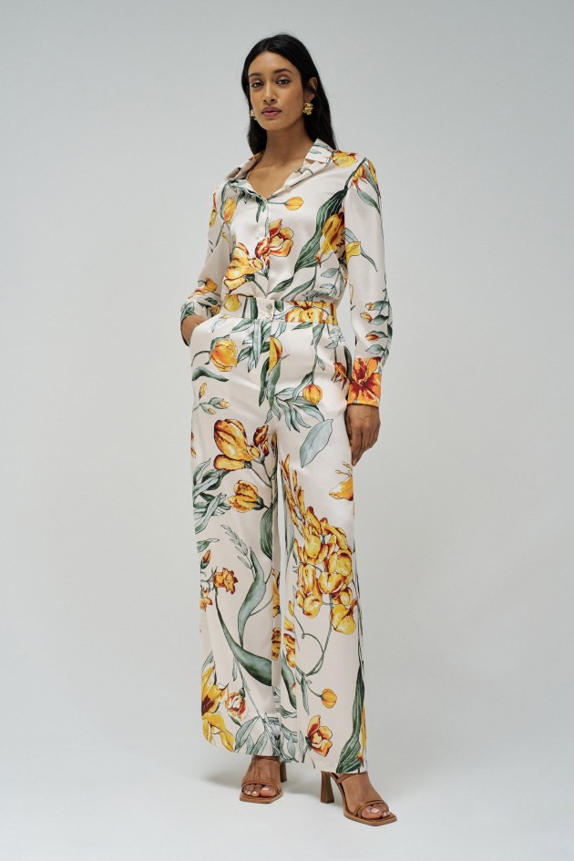 PANTALONS DROITS EN TISSU