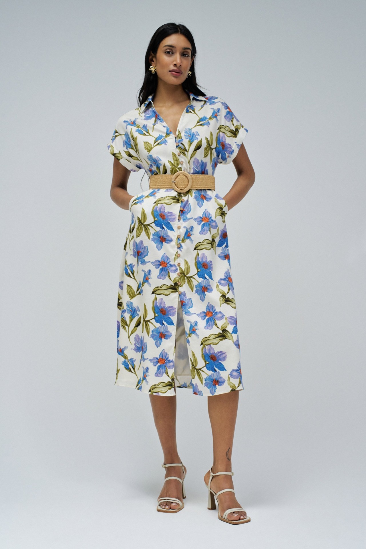 SHIRT DRESS WITH FLORAL PATTERN