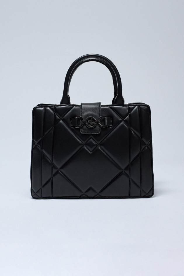 GEPOLSTERTE TOTE BAG LEDER EFFEKT