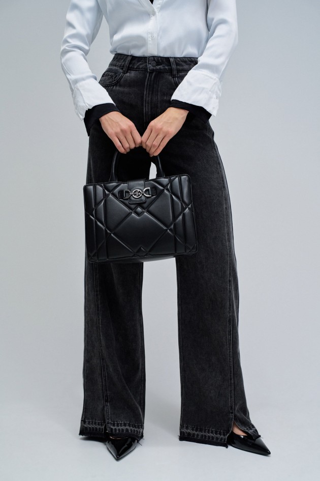 PADDED TOTE BAG LEATHER EFFECT