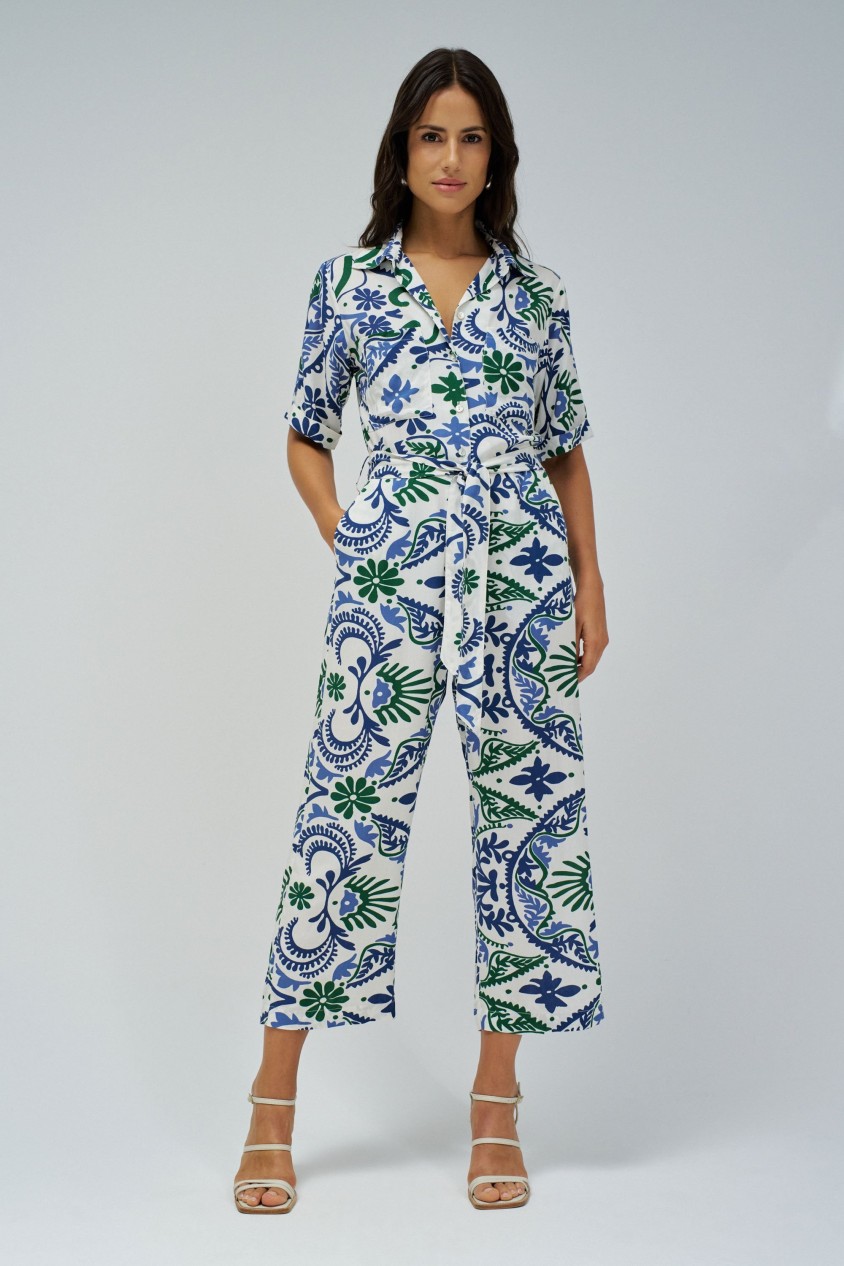 FLORAL SHIRT JUMPSUIT