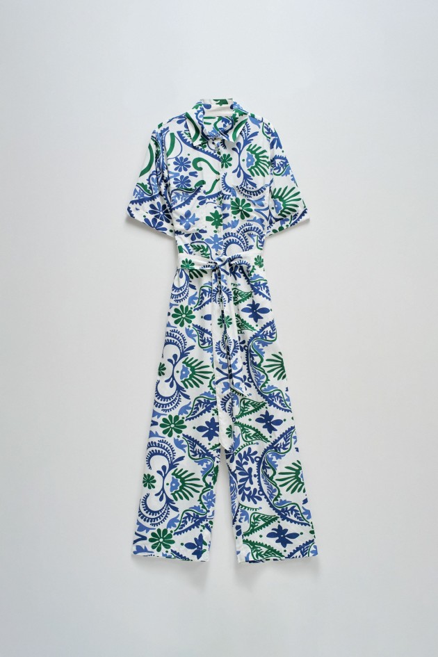 HEMDBLUSEN-OVERALL MIT BLUMENMUSTER