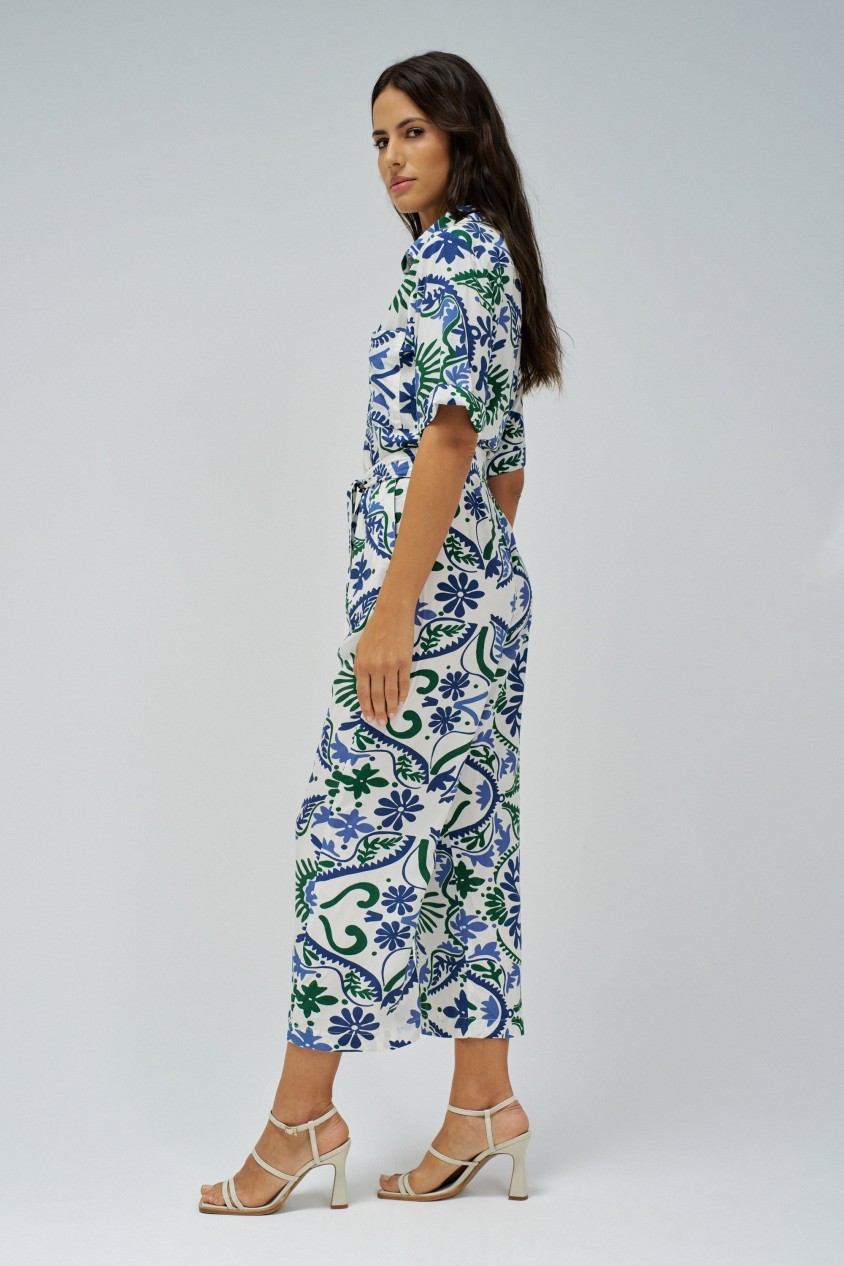 FLORAL SHIRT JUMPSUIT