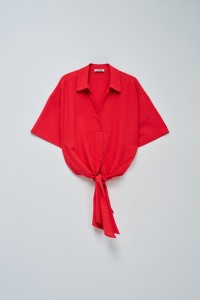 SHIRT IN LIGHTDENIM WITH BOW AT THE HEM