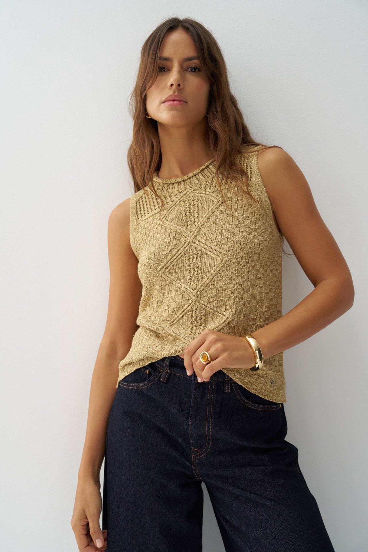 TOP IN GOLDEN MESH