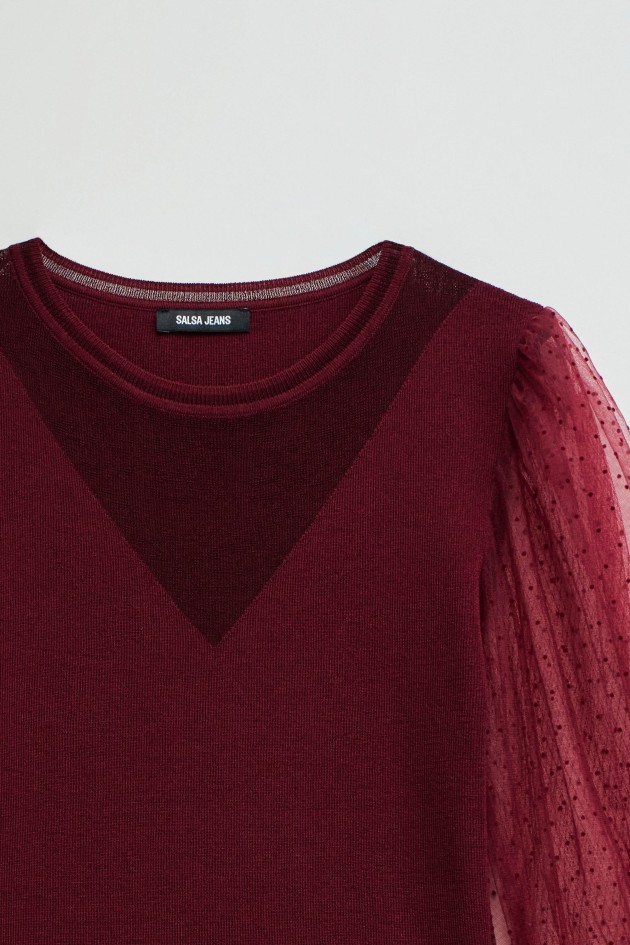 CAMISOLE EN MAILLE AVEC TULLE