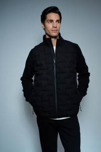 PADDED COAT WITH MIXED MATERIALS