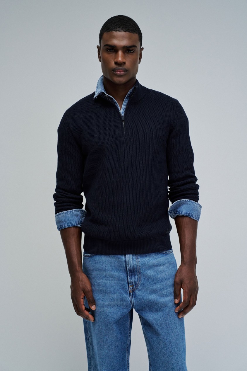 KNIT SWEATER WITH HALF ZIP