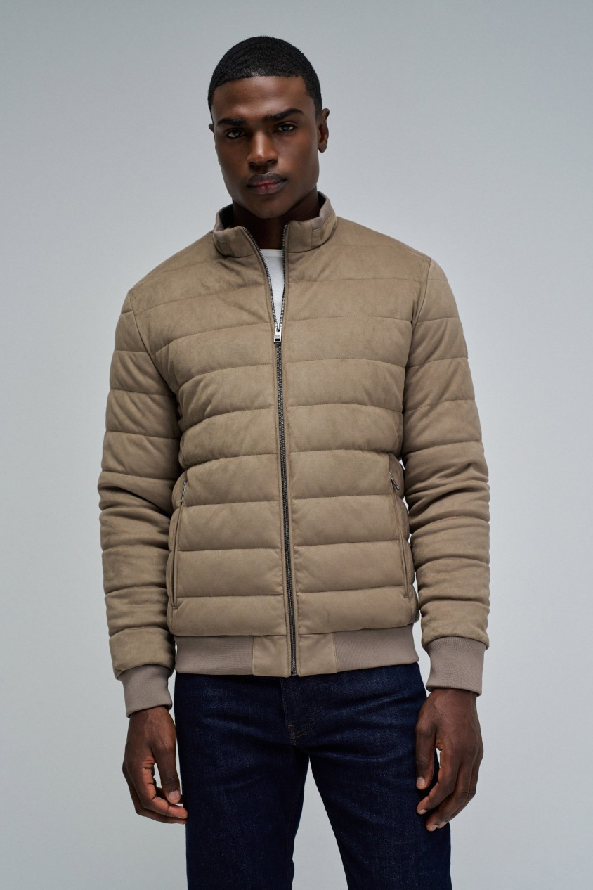 CASACO PUFFER EM SUEDE