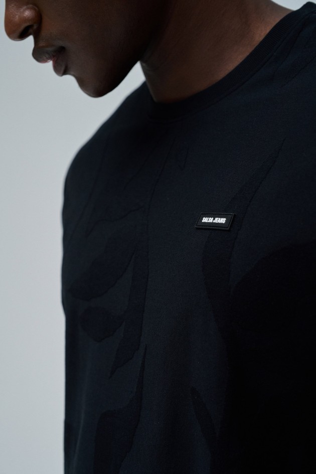 T-SHIRT JACQUARD MIT BRANDING