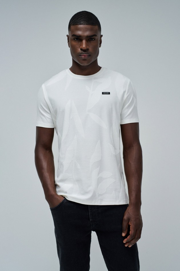 T-SHIRT JACQUARD MIT BRANDING