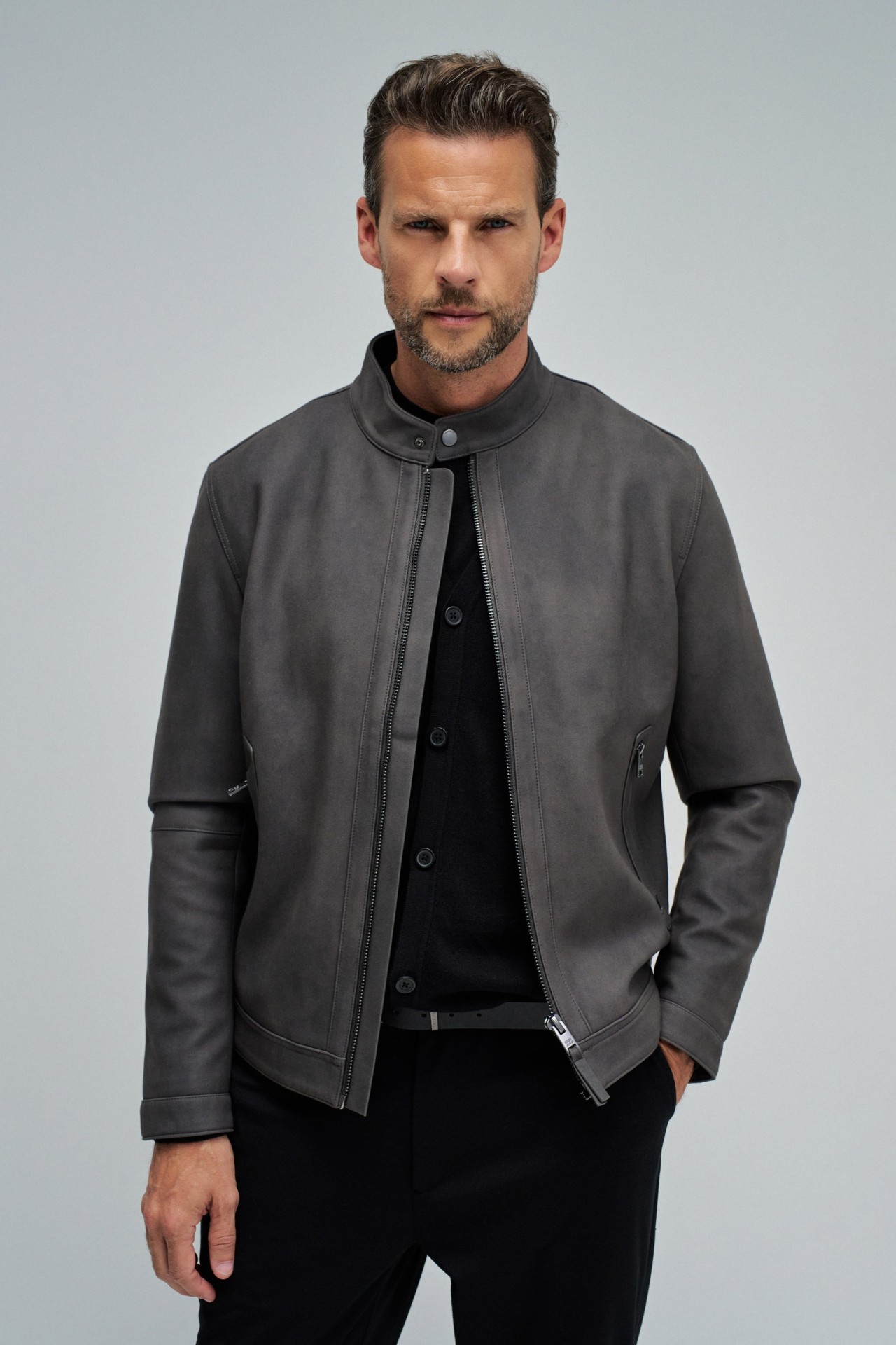 BLUSO BIKER EM SUEDE