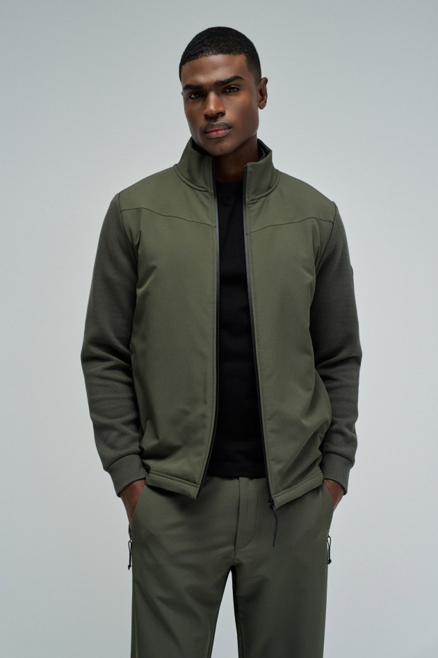 MANTEAU BOMBER EN M�LANGE DE MATI�RES