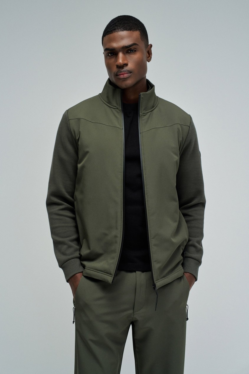 MANTEAU BOMBER EN M�LANGE DE MATI�RES
