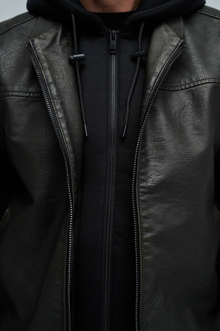 VESTE BOMBER EFFET CUIR