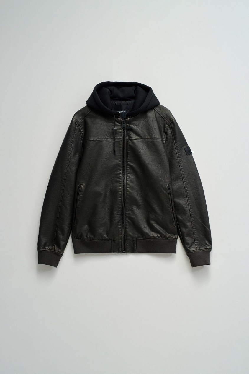 VESTE BOMBER EFFET CUIR