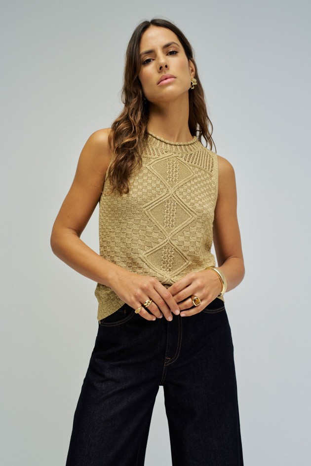 TOP IN GOLDEN MESH