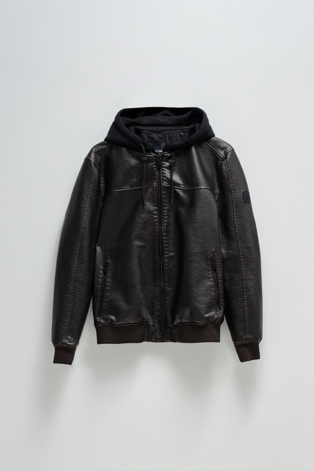 CHAQUETA BOMBER EFECTO PIEL