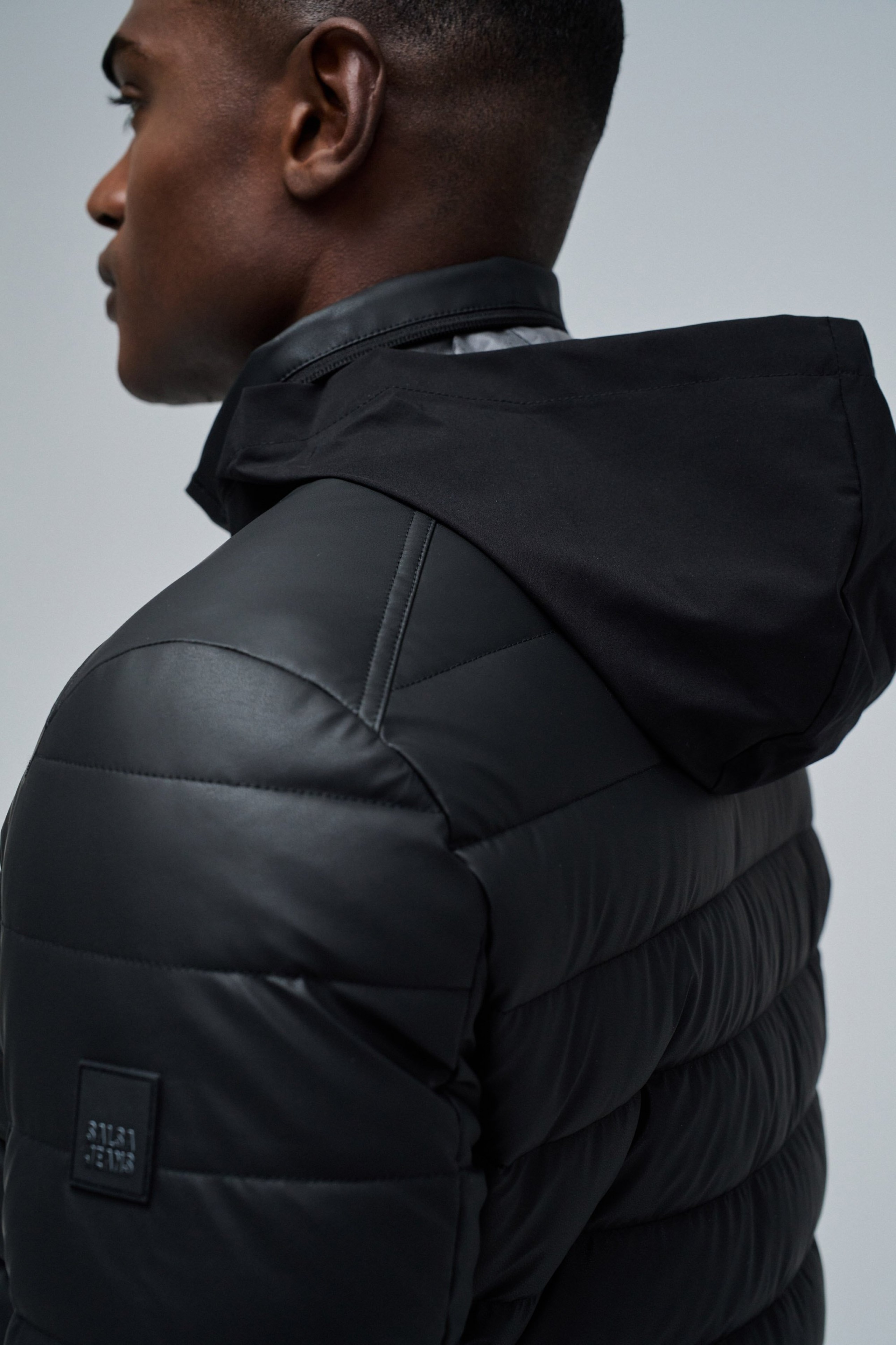 PUFFER JACKET LEATHER EFFECT