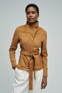 SUEDE COAT WITH BELT