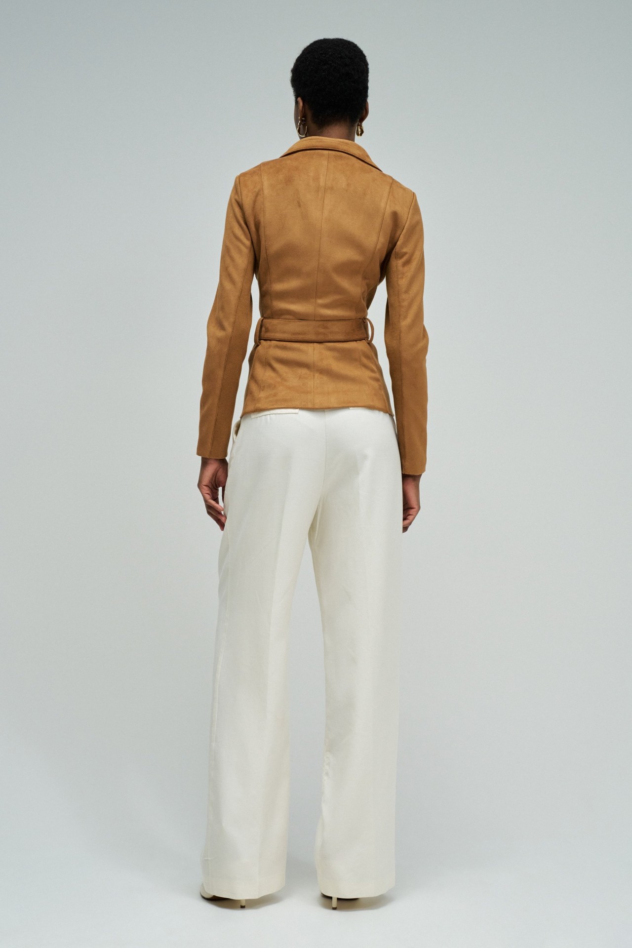 SUEDE COAT WITH BELT