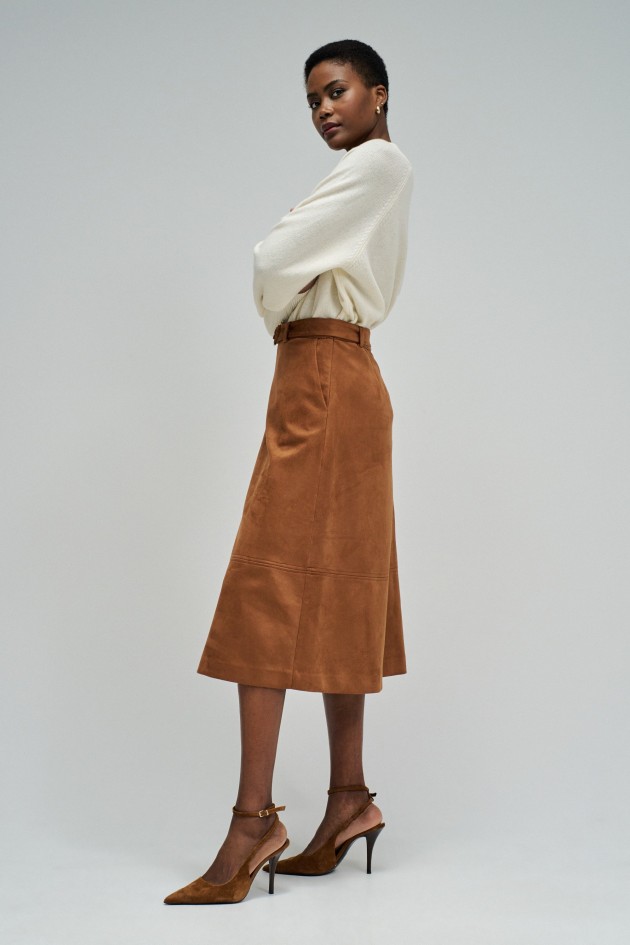 JUPE MIDI EN DAIM