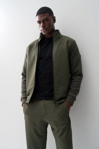 BOMBER JACKET WITH MIXED MATERIALS