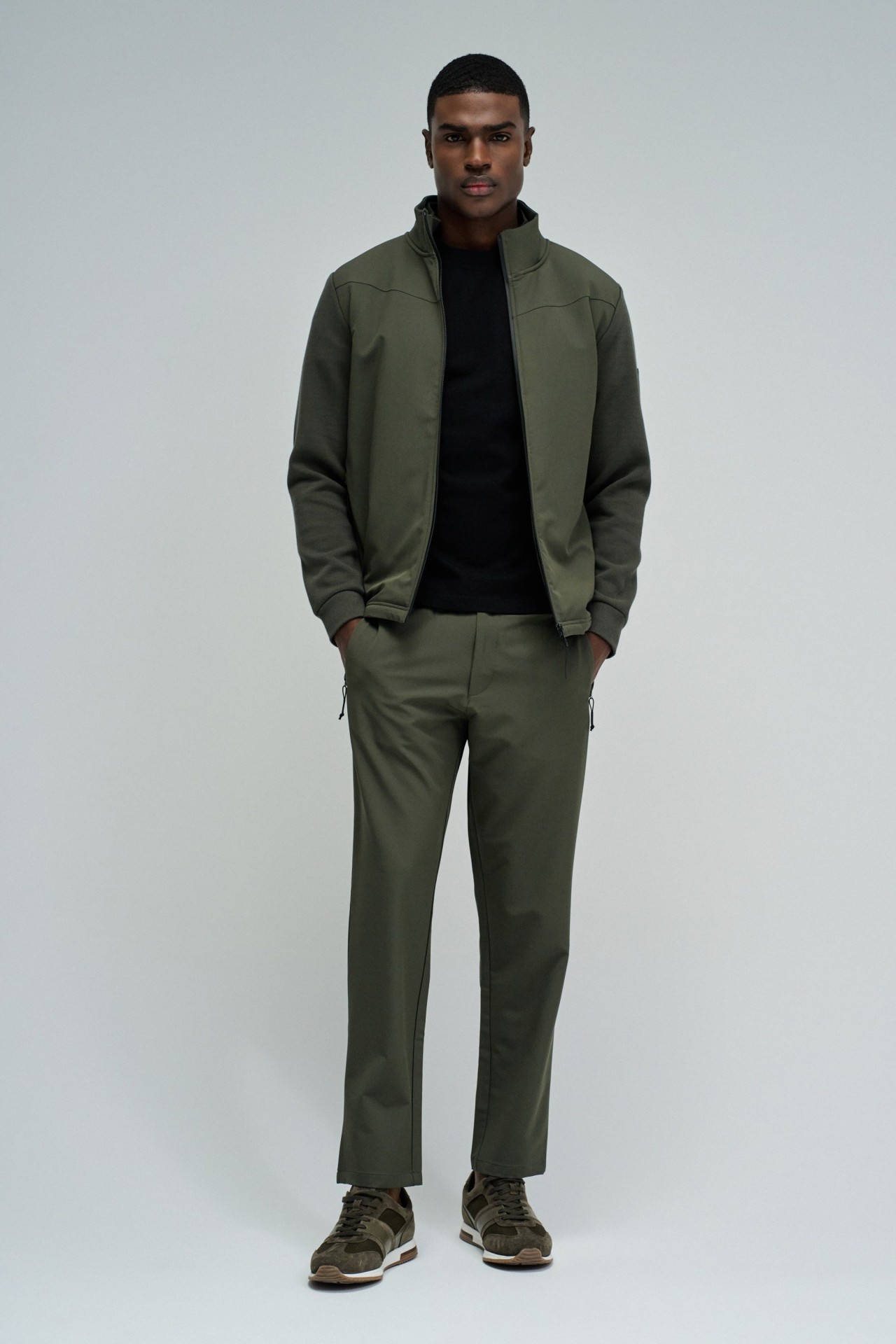 BOMBER JACKET WITH MIXED MATERIALS