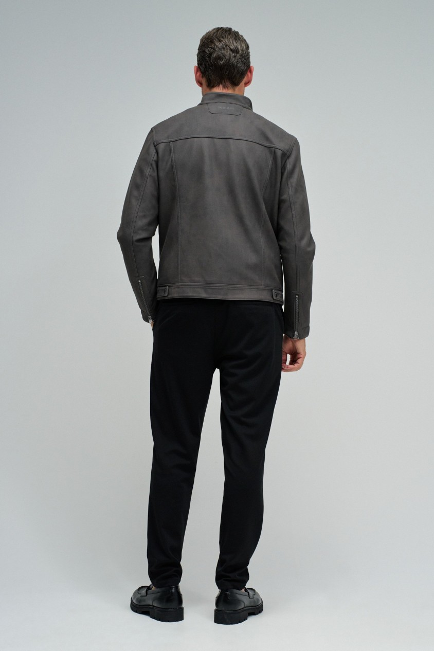 BLOUSON BIKER EN DAIM