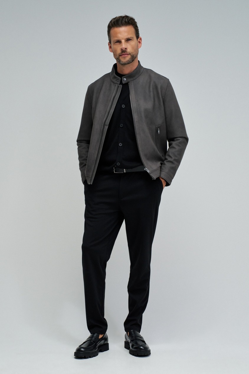 BLOUSON BIKER EN DAIM