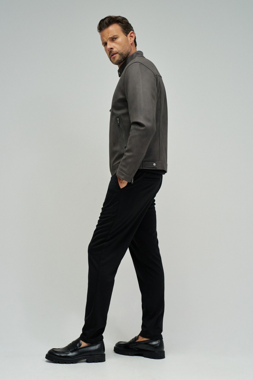 BLOUSON BIKER EN DAIM