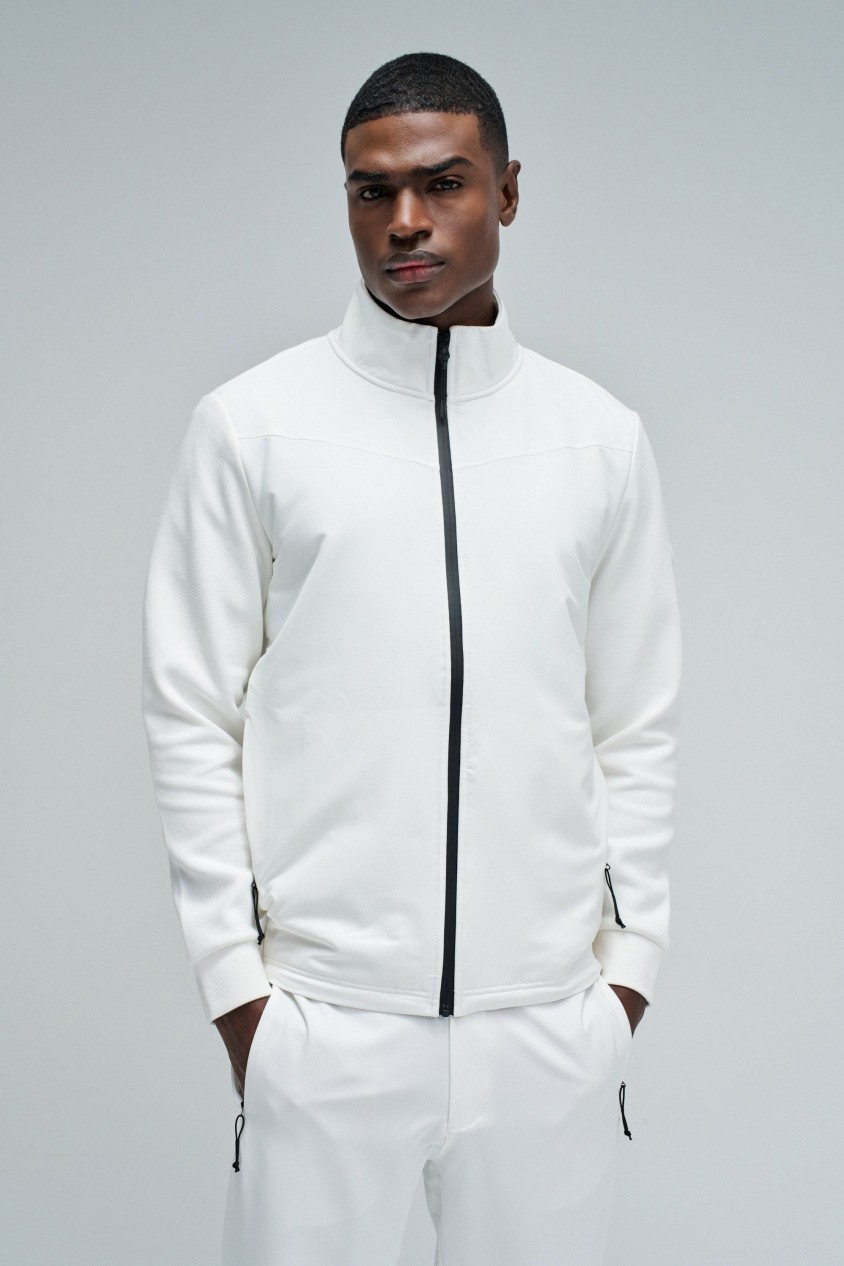 BOMBER JACKET WITH MIXED MATERIALS