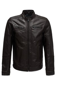 OUTLET LEATHER BIKER, DARK BROWN, XXL