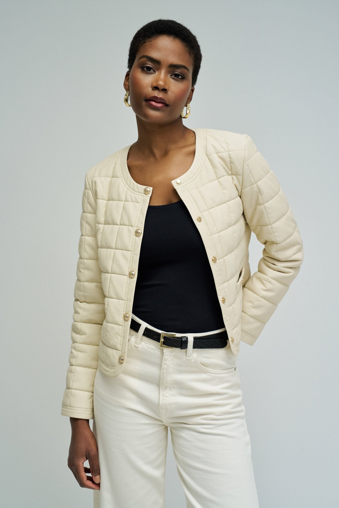 MANTEAU METALASS� EFFET CUIR