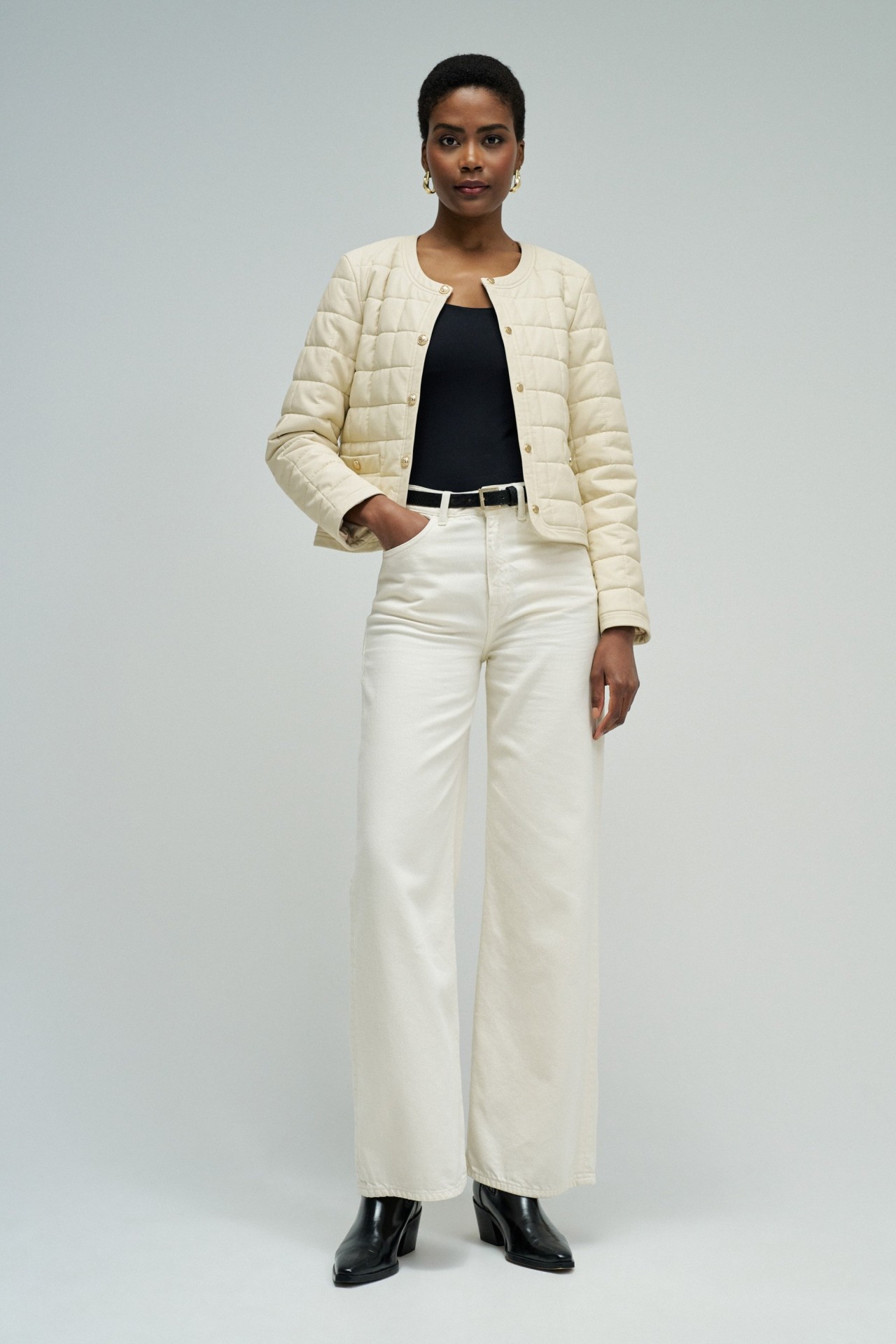 MANTEAU METALASS� EFFET CUIR