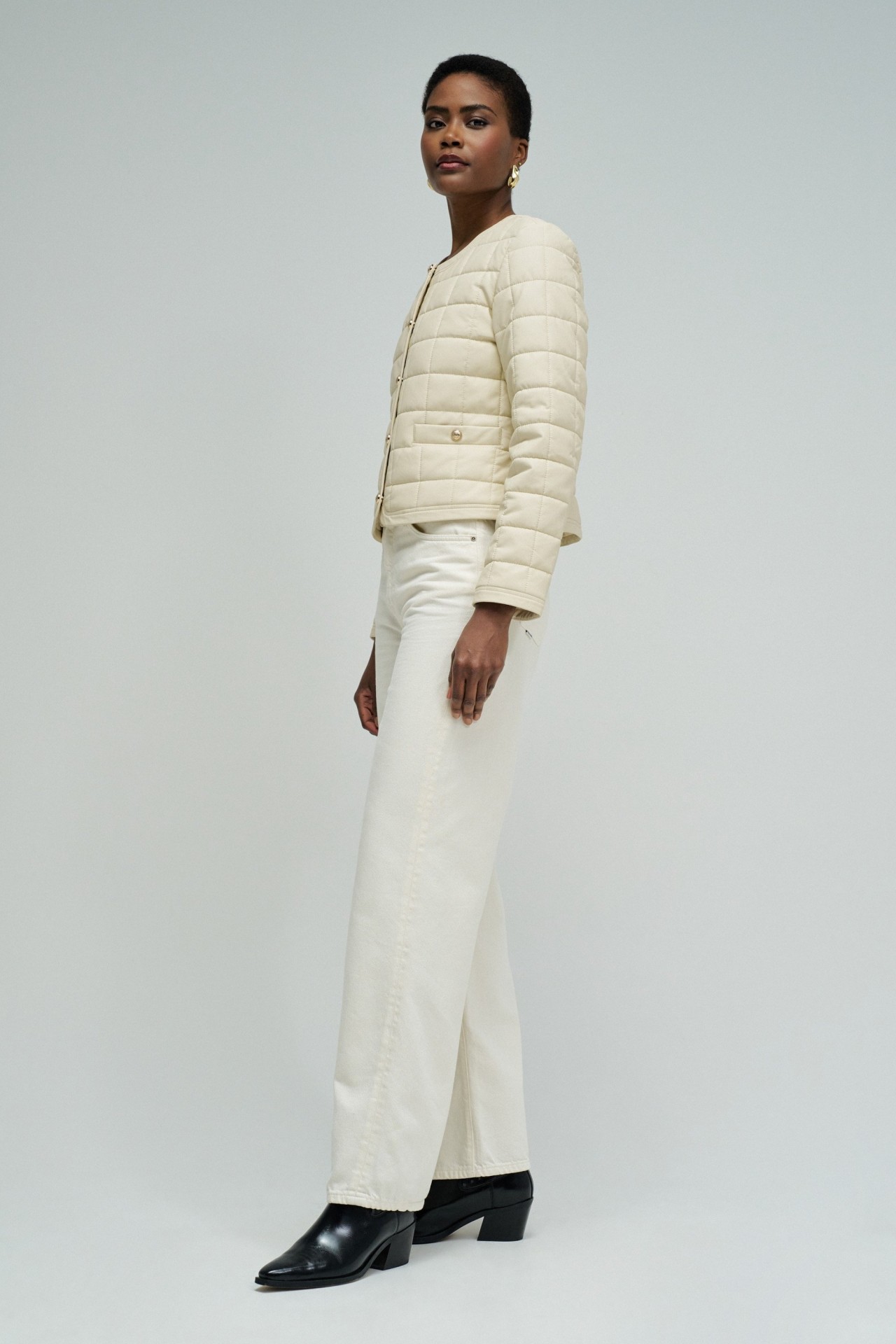 MANTEAU METALASS� EFFET CUIR