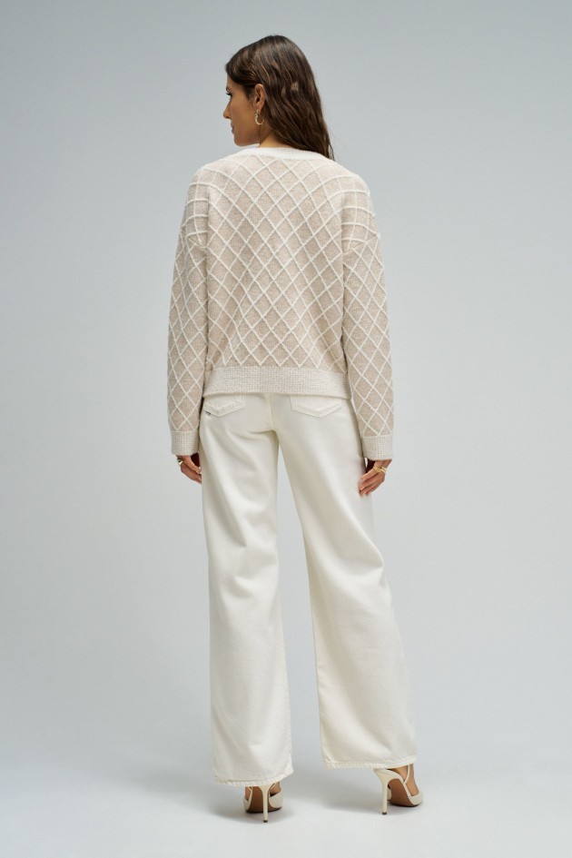 CARDIGAN COM JACQUARD E LUREX