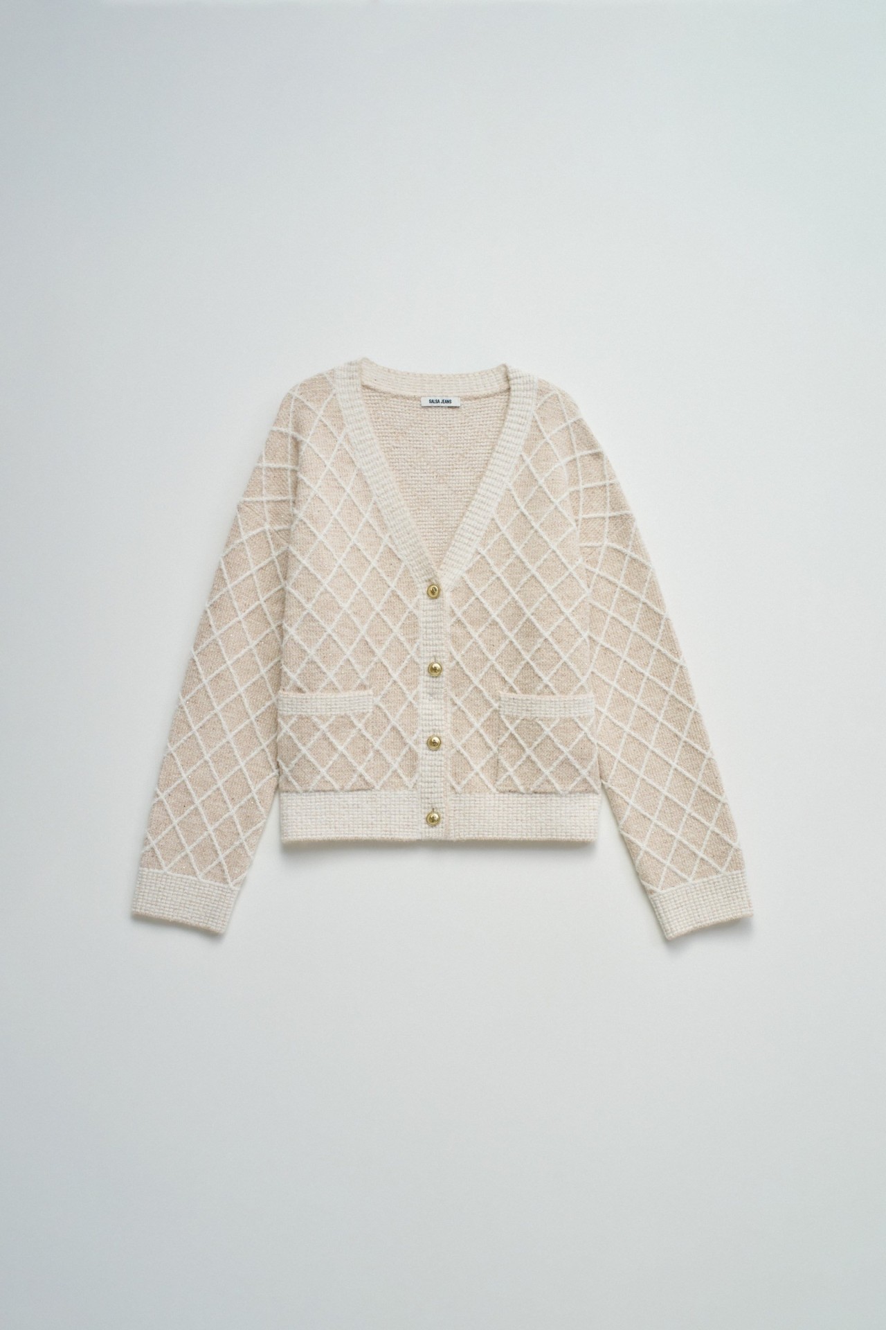 CARDIGAN COM JACQUARD E LUREX