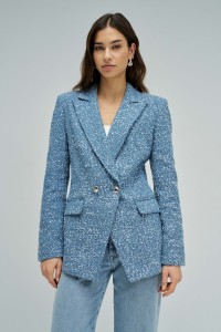 DENIM BLAZER WITH JACQUARD AND SEQUINS