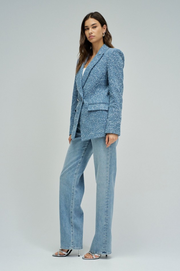 DENIM BLAZER WITH JACQUARD AND SEQUINS