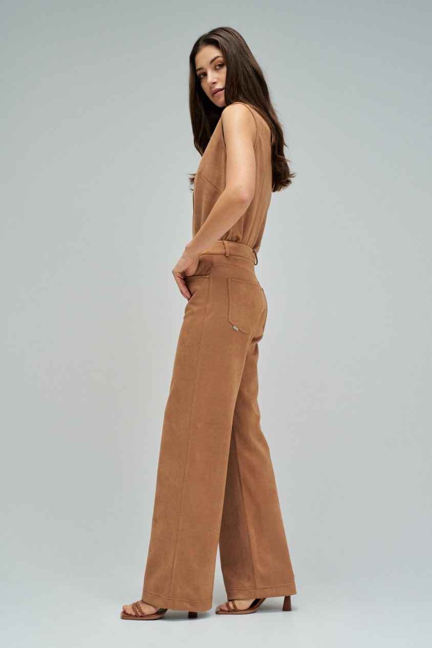 WIDE LEG JEANS AUS WILDLEDER